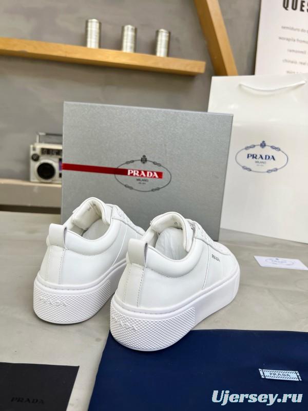 2024 Unisex Prada White Leather Sneakers MJ00310