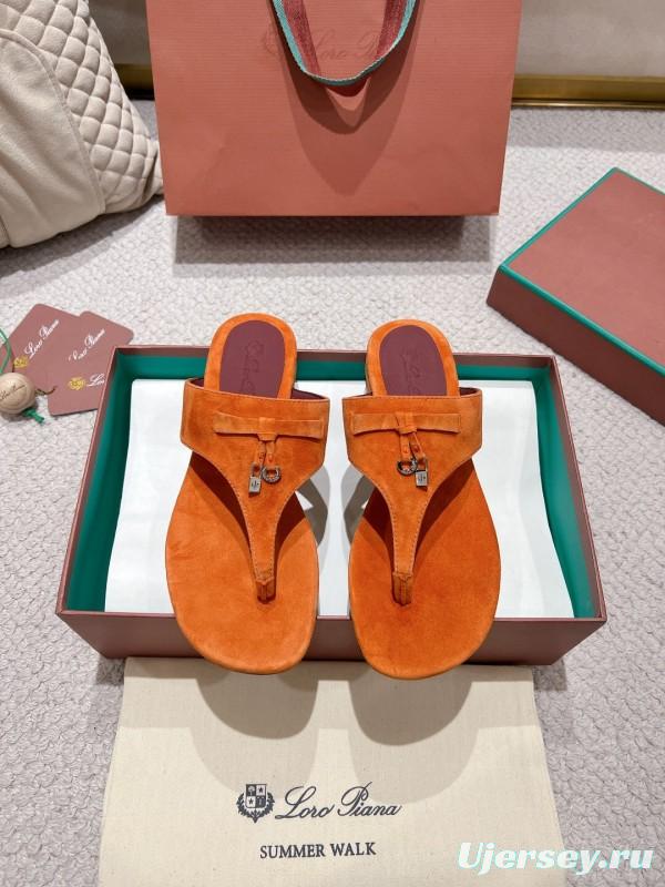 2025 LP Orange Suede Slippers LY00250