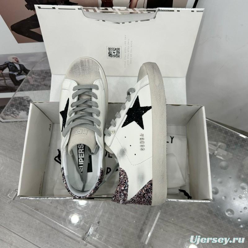 2025 Women GGDB White Black Glitter Leather Sneakers