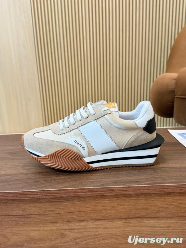 2025 Unisex TOM FORD Beige White Black Suede Leather Sneakers LY00360(F)/LY00370(M)