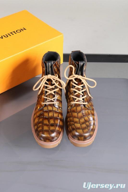 2024 Men Louis Vuitton Brown Leather Casual High-top MJ00470