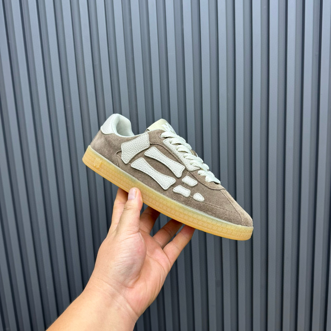 2024 Unisex Amiri Beige White Suede Leather Sneakers MJ00300