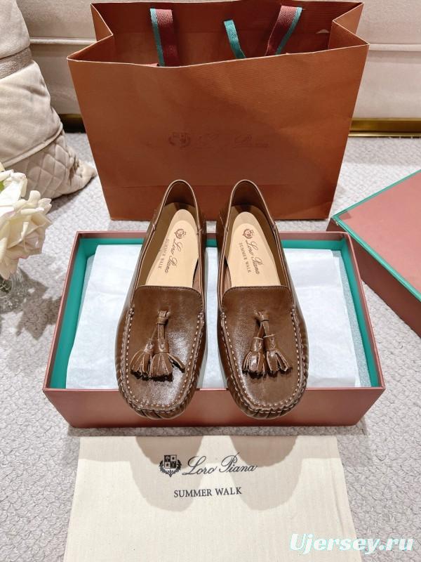 2025 Women Le Parmentier Brown Leather Loafer Tassel LY00291