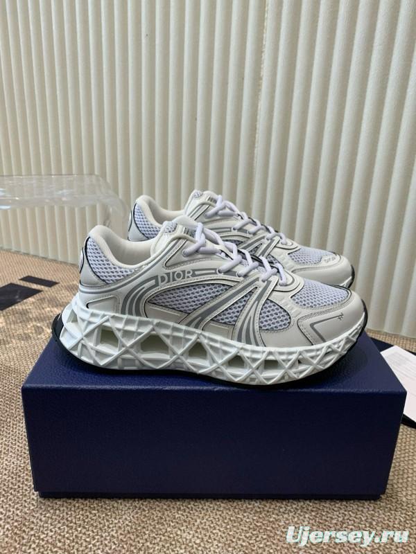 2024 Unisex Dior Beige Grey White Leather Mesh Sneakers MJ00400