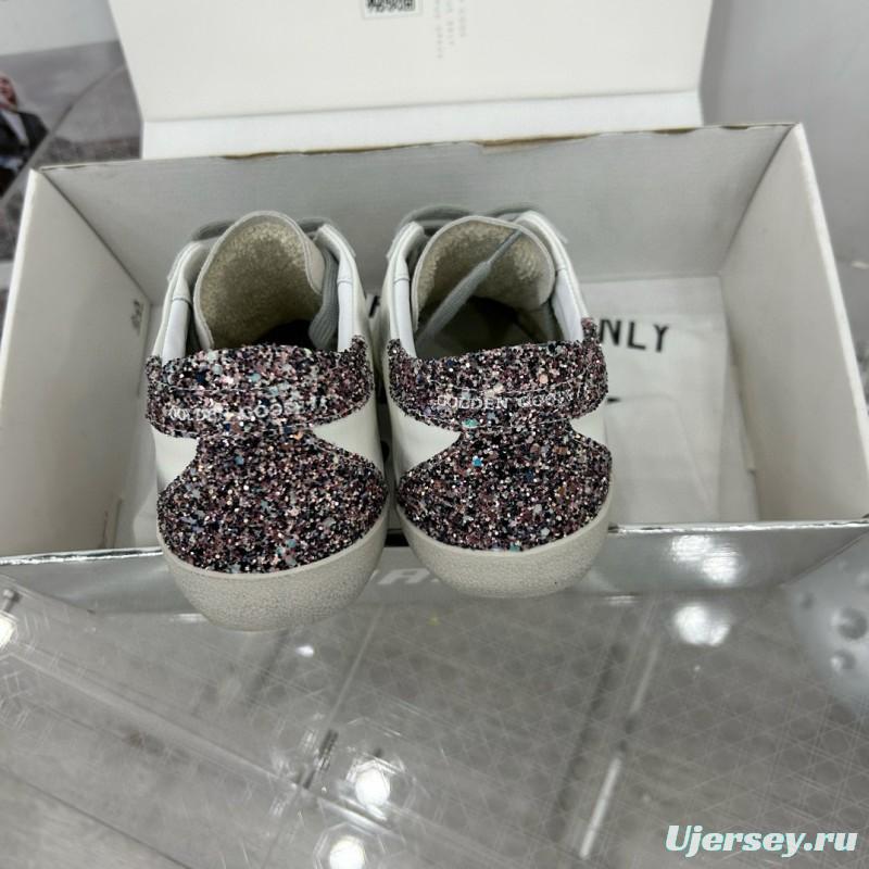 2025 Women GGDB White Black Glitter Leather Sneakers