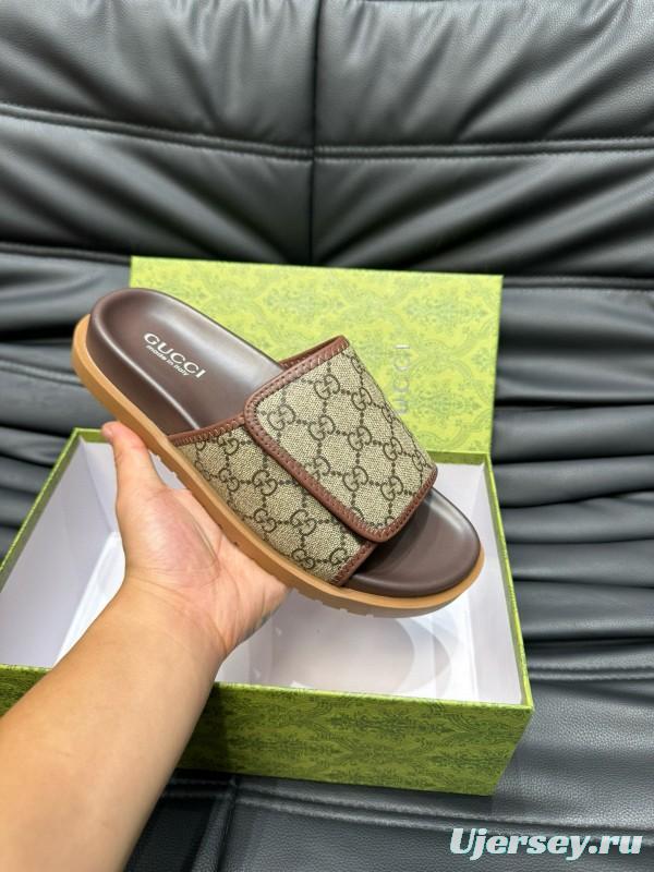 2024 Slippers Gucci Brown Canvas Slippers MJ00200