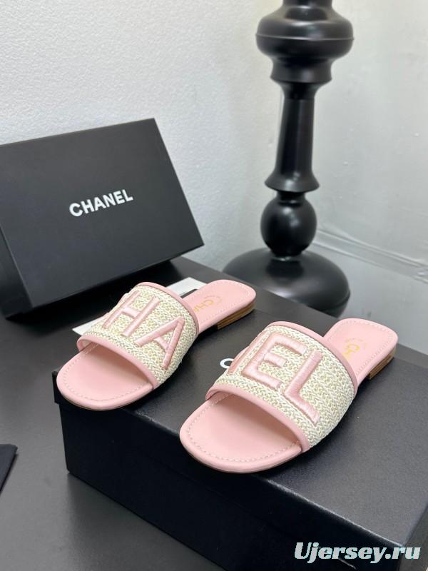 2025 Slippers CHANEL Pink Tweed Slippers