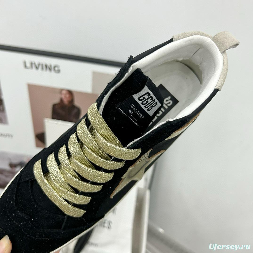2024 Unisex GGDB Black Gold Leather Suede High Top Sneakers MJ00300