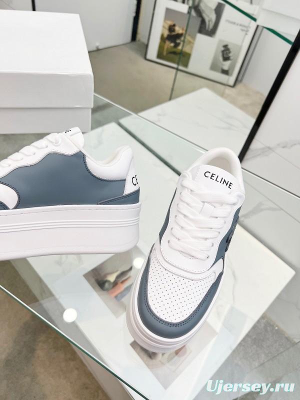 2025 Unisex CELINE White Grey Leather Sneakers