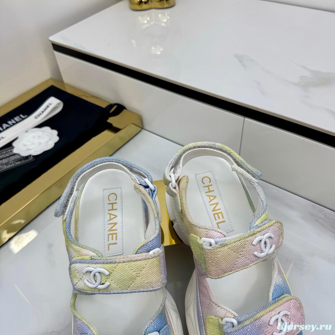 2025 Slippers Chanel Pastel Yellow Blue Pink Textile Slippers