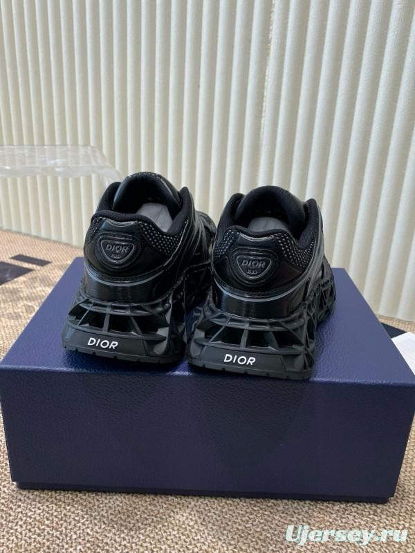 2024 Unisex Dior Black Mesh Leather Sneakers MJ00400