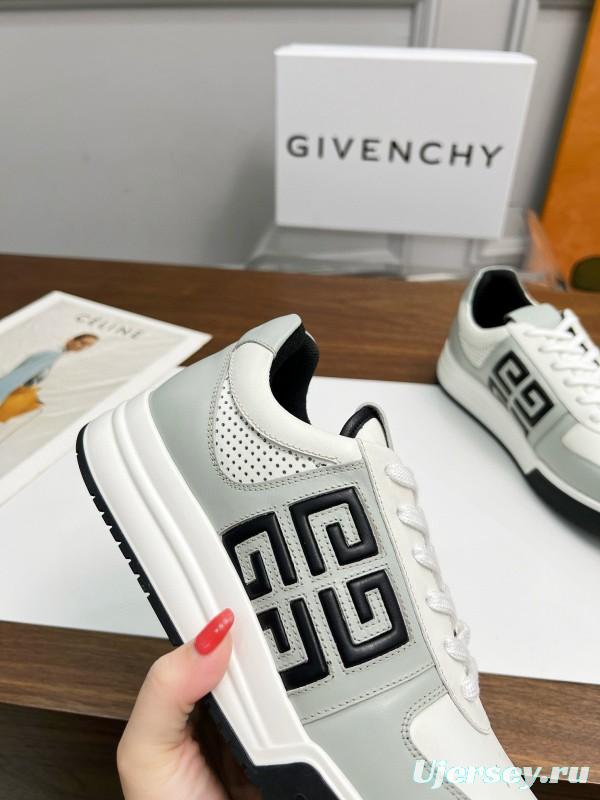 2024 Unisex Givenchy White Black Silk Calfskin Lacquered Low Top Sneakers MJ00380