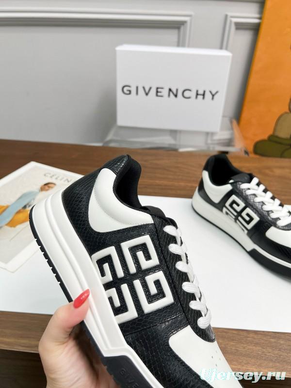 2024 Unisex Givenchy Black White Leather Sneakers