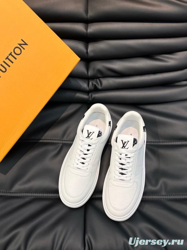 2024 Men Louis Vuitton White Leather Mesh Sneakers MJ00400