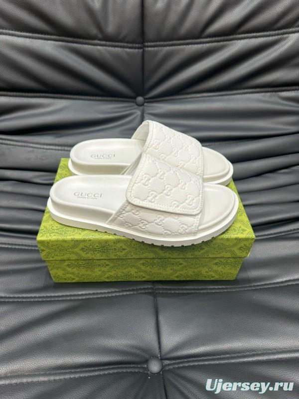 2024 Slippers Gucci White Leather Slippers MJ00200
