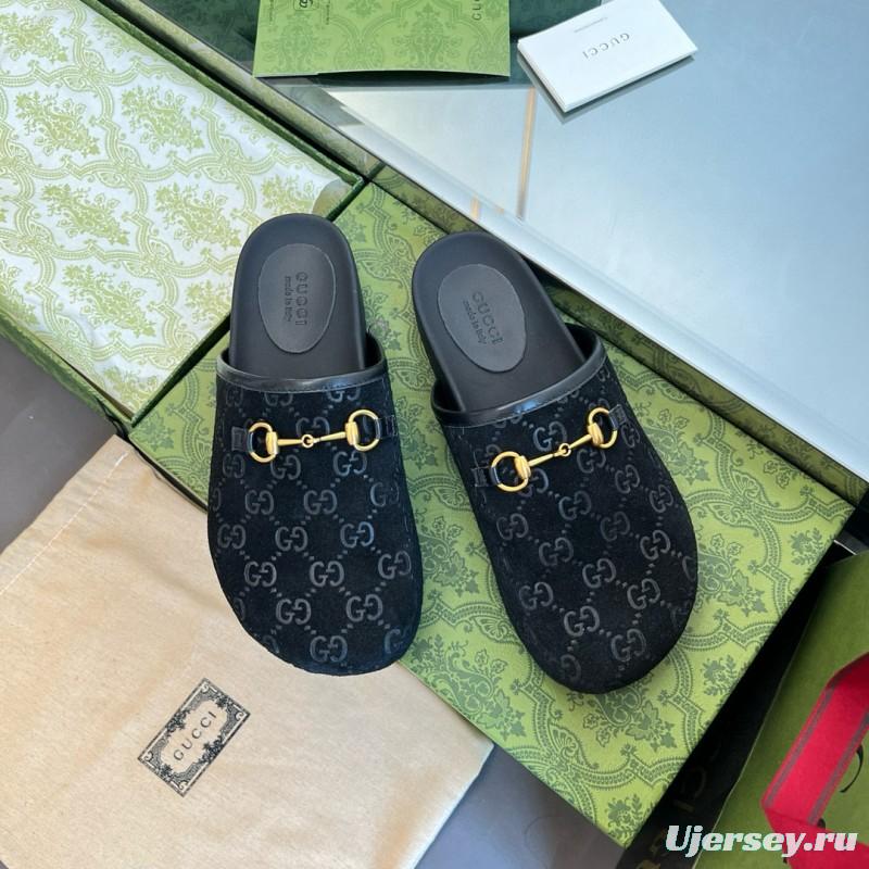 2024 Slippers Gucci Black Suede Slippers MJ00280