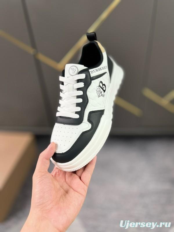 2024 Unisex Burberry Black White Leather Casual Shoes MJ00251