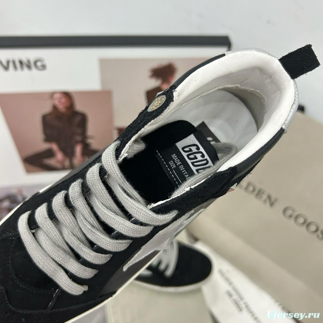 2024 Women GGDB Black White Suede Leather High Top Sneakers MJ00300