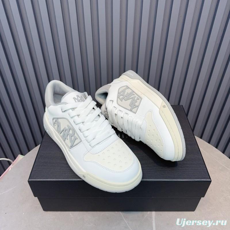 2025 Unisex Amiri White Grey Leather Sneakers MJ00360