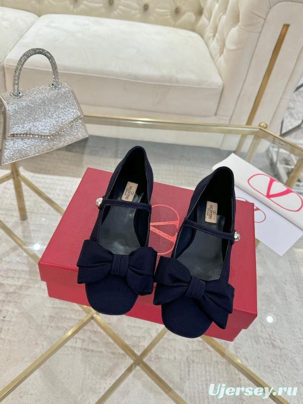 2025 Women Valentino Black Fabric Mary Jane Bow LY00300