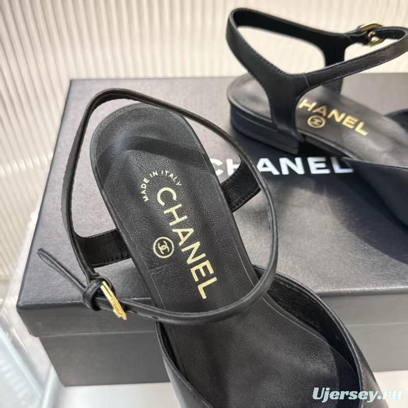 2025 Women Chanel Black Leather Patent Leather Loafers