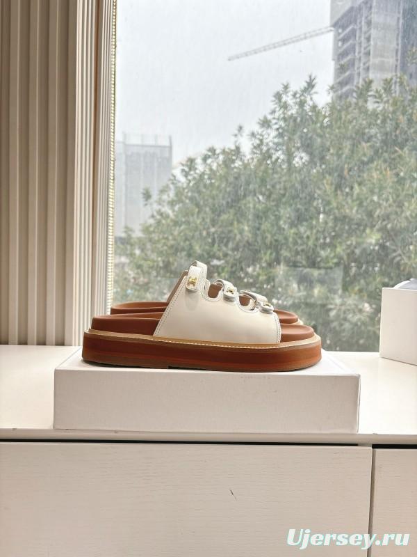 2025 CELINE White Leather Sandals
