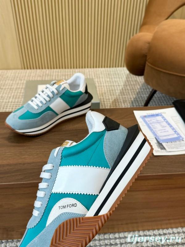 2025 Unisex TOM FORD Blue White Black Suede Leather Sneakers LY00360(F)/LY00370(M)