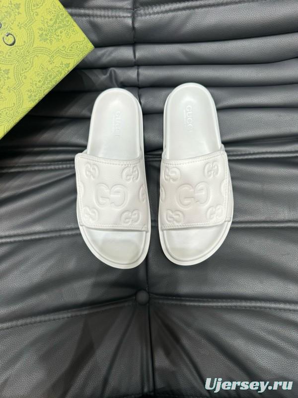 2024 Slippers Gucci White Leather Slippers MJ00200