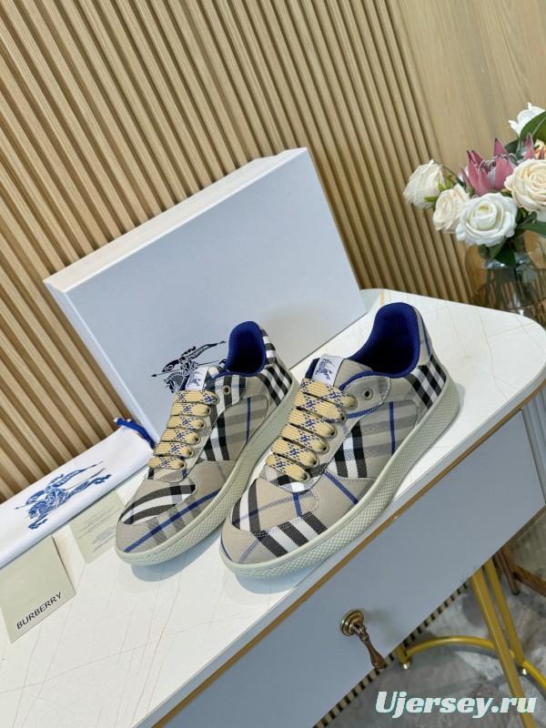 2024 Men Burberry Beige Black Cotton Casual Shoes MJ00320