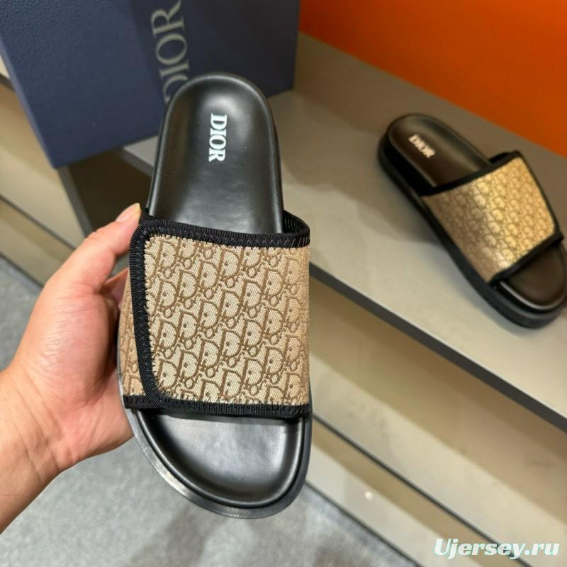 2024 Dior beige black canvas slippers MJ00180