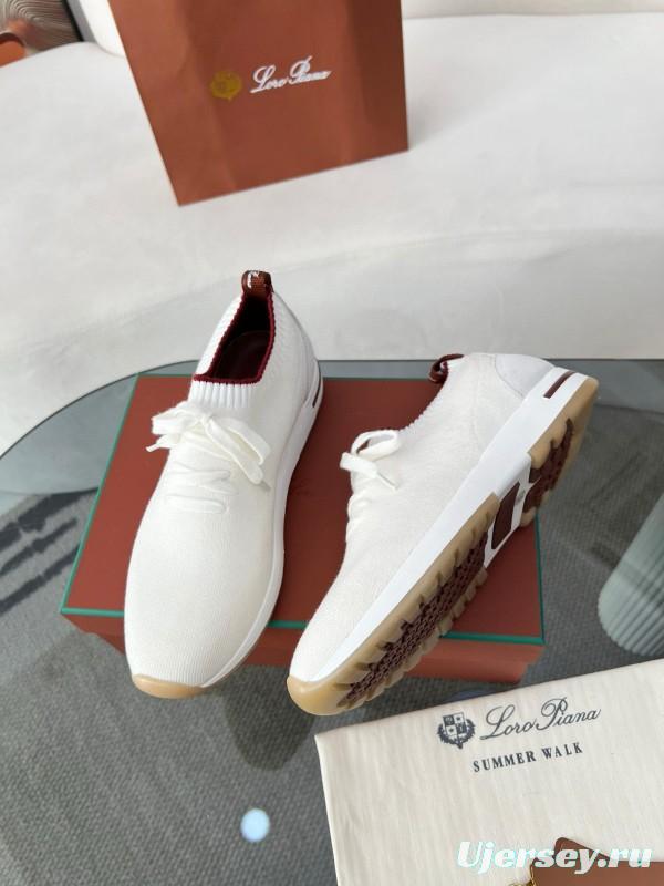 2024 Men Le Parmentier White Wool Blend Knit Sneakers MJ00330