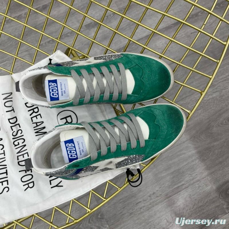 2024 Unisex GGDB Green Silver Glitter Suede High-top Sneakers MJ00300