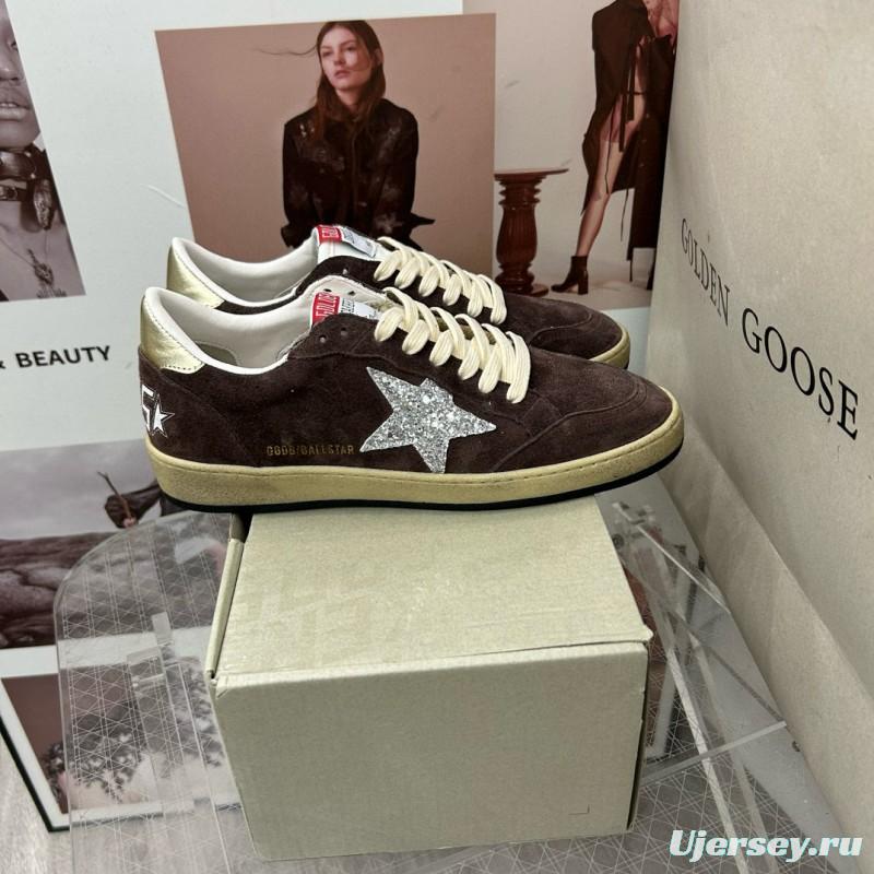 2024 Unisex GGDB Brown Silver Suede Leather Sneakers MJ00260