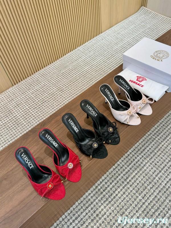 2025 Women VERSACE Red Leather Heels LY00250