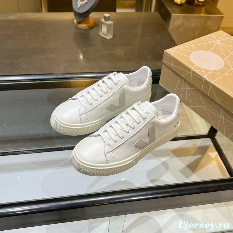 2025 Unisex VEJA White Grey Leather Canvas Sneakers MJ00240