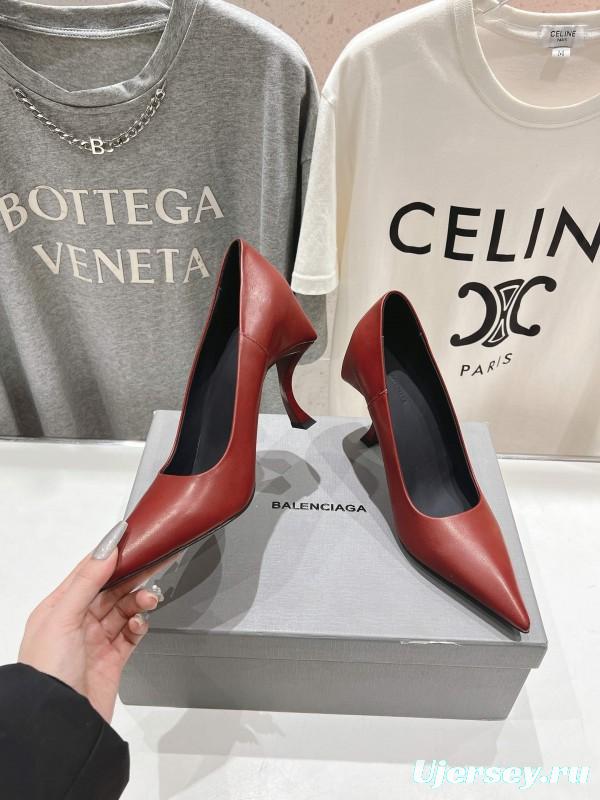 2025 Women Balenciaga Brown Leather High Heels