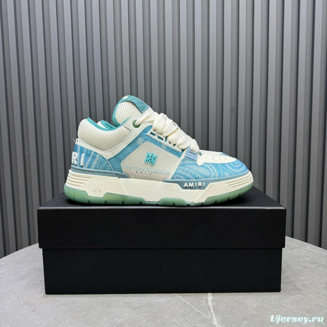 2024 Unisex Amiri Blue White Mesh Leather Sneakers MJ00360