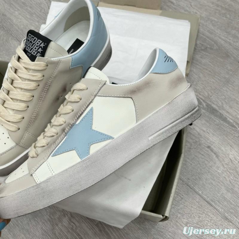 2024 Unisex GGDB White Light Blue Suede Leather Sneakers MJ00260