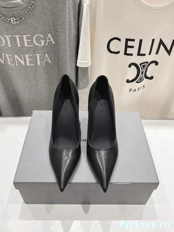 2025 Women Balenciaga Black Leather High Heels