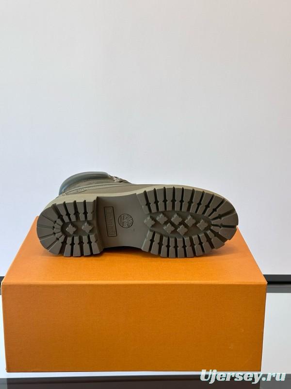 2024 Men Louis Vuitton Brown Rubber Leather Combat Boots MJ00390