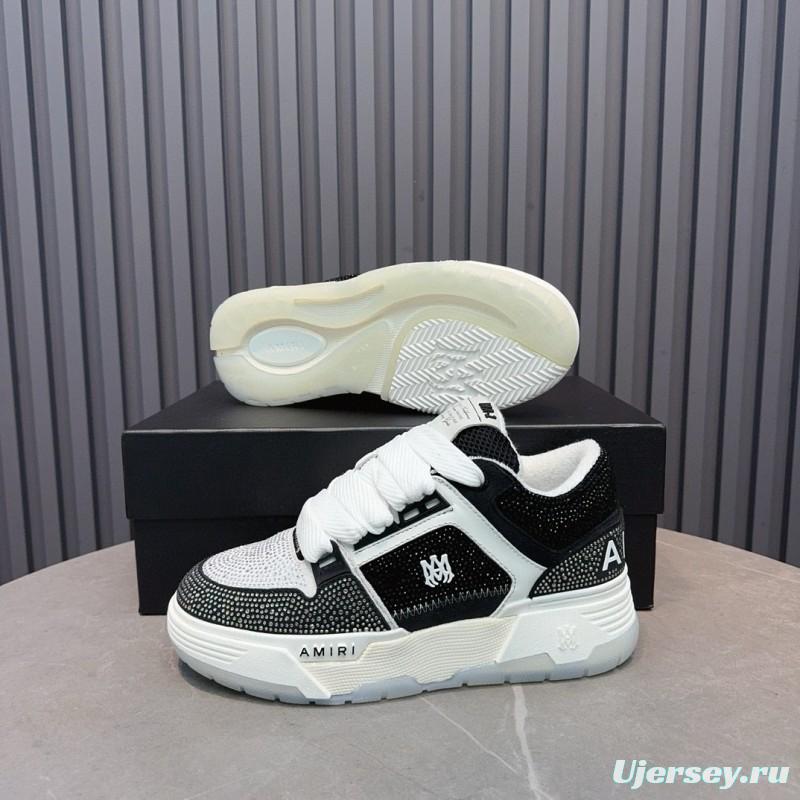 2024 Unisex Amiri Black White Mesh Leather Sneakers MJ00410