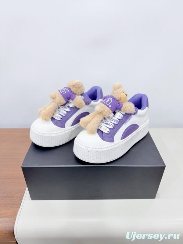 2025 Women 13DE MARZO Purple Leather Casual Shoes 3D Bear Toy KFY00330