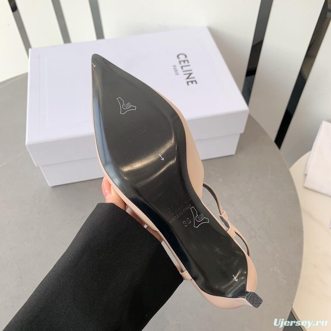 2025 Women Celine Beige Calfskin T-Strap Pumps