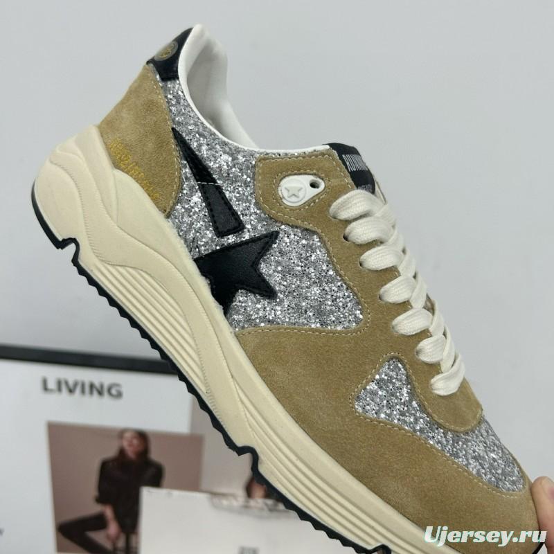 2024 Unisex GGDB Silver Beige Suede Glitter Star Sneakers 