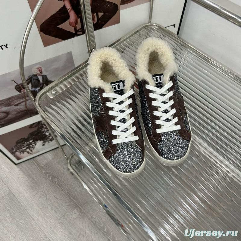 2025 Women GGDB Black Silver Glitter Leather Sneakers MJ00260