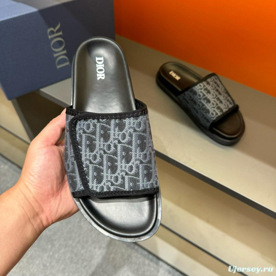 2024 Slippers Dior Black Fabric Slippers MJ00180