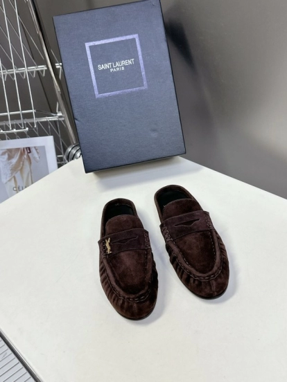 2025 Women Yves Saint Laurent Brown Suede Loafer