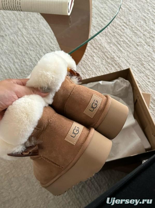 2024 Women UGG Antelope Brown Suede Shearling Short Boots MJ00170