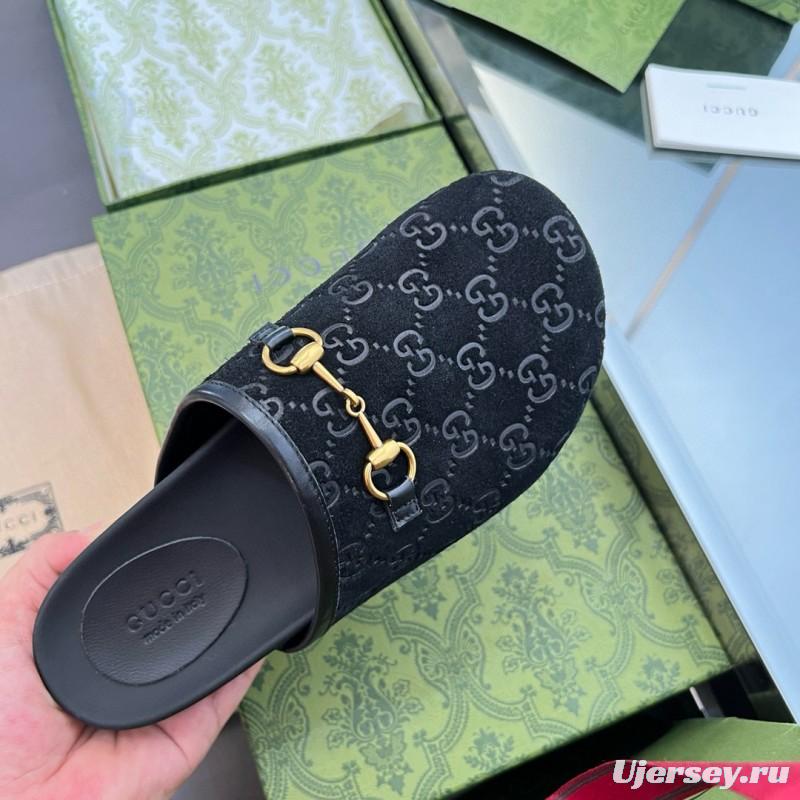 2024 Slippers Gucci Black Suede Slippers MJ00280