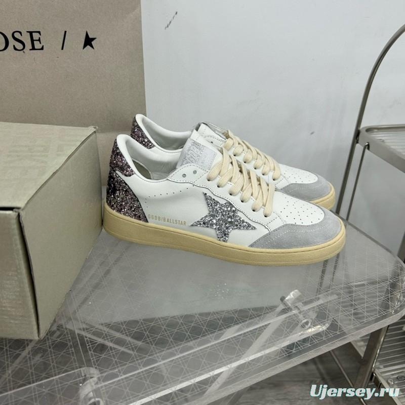 2024 Unisex GGDB White Silver Glitter Leather Suede Sneakers MJ00260